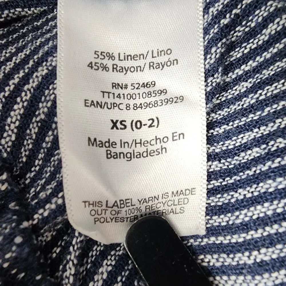 Time and Tru Shorts Womens XS (0-2) Blue White‎ Striped Linen Blend High Rise